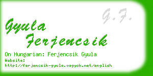 gyula ferjencsik business card